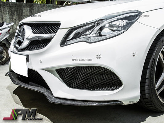 Carbon Fiber Front Bumper Add-on Cover Lip Fits For 2014-2017 Mercedes-Benz C207 Facelift E-Class with AMG Sport Package Only