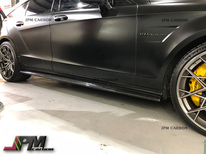 DP Style Carbon Fiber Side Skirt Lips Fits For 2011-2014 Mercedes-Benz W218 Pre-Facelift CLS-Class with AMG Sport Package Only