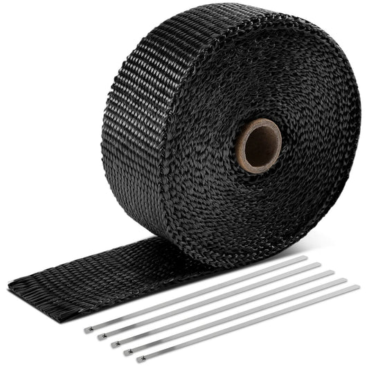 Type-1 Style Exhaust Heat Wrap - 2" x 30' Black with Zip Ties