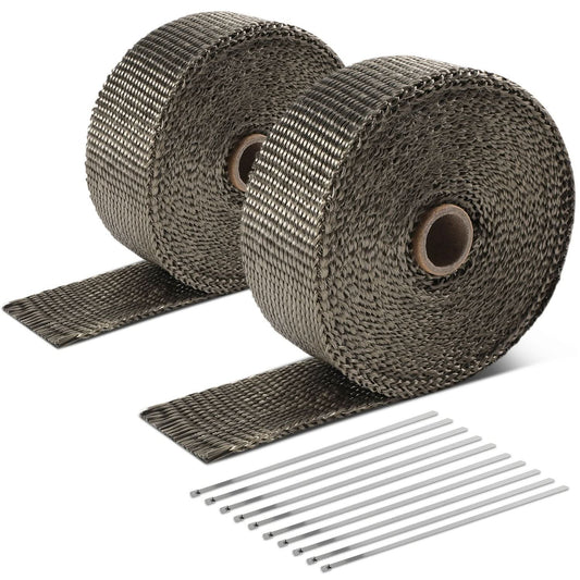 Titanium Type-2 Style Exhaust Heat Wrap - 2" x 30' with Zip Ties