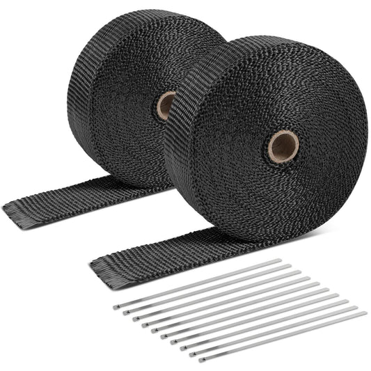 Type-2 Style Exhaust Heat Wrap 2" x 50 Feet Black with Zip Ties