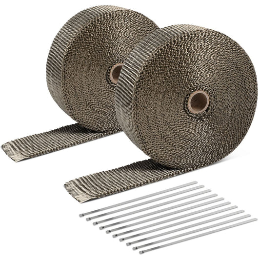 Type-2 Style Exhaust Heat Wrap Titanium 2" x 50' with Zip Ties