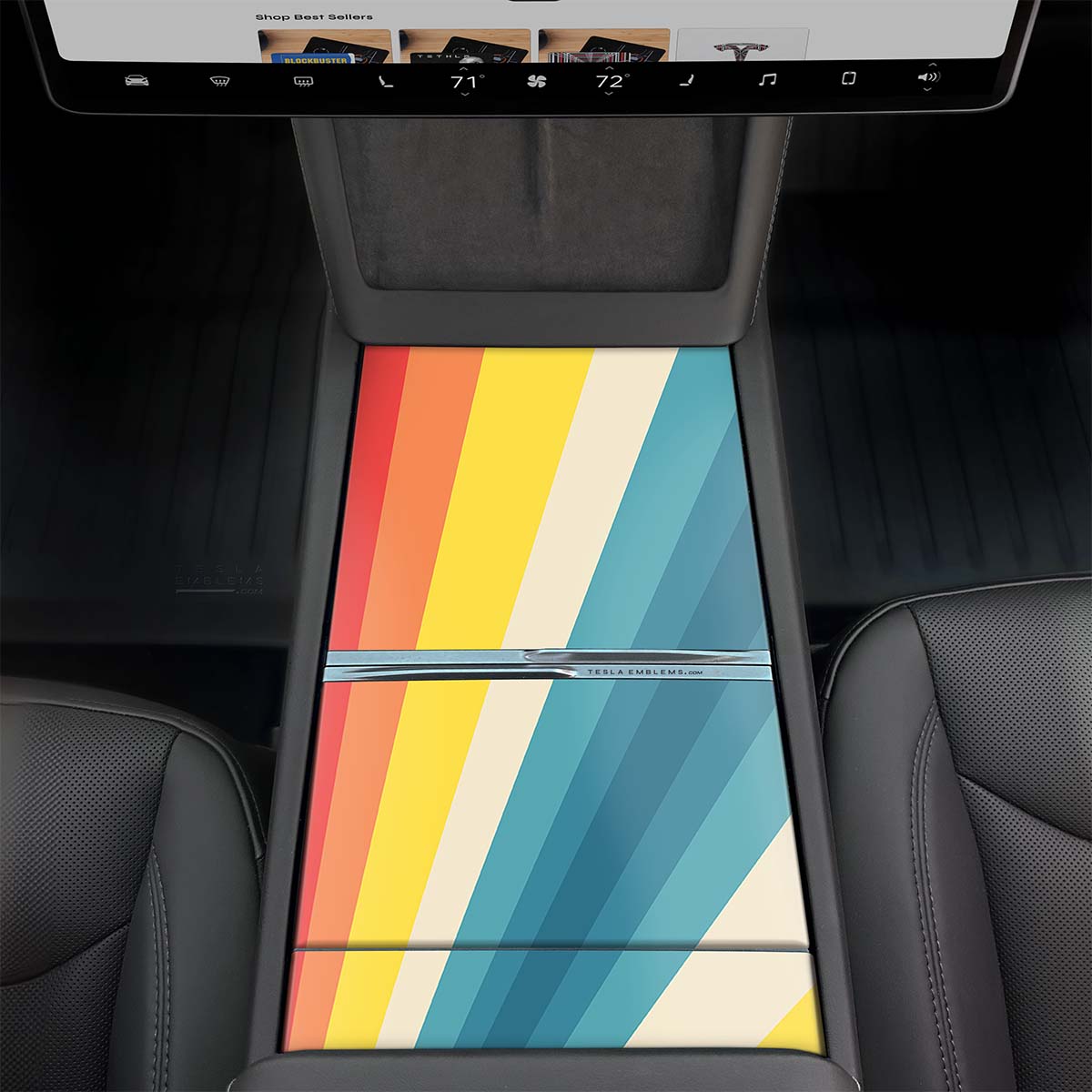 Wave Rider Stripes | Tesla Center Console Wrap Kit | Model Y 2026 – NTXGlow