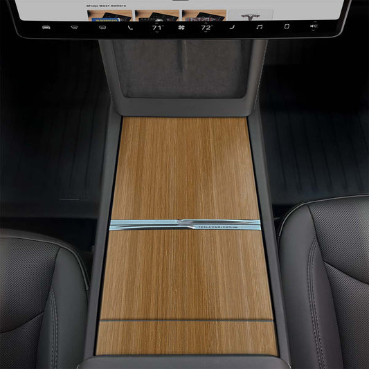 Golden Oak Woodgrain | Tesla Center Console Wrap Kit | Model Y 2026