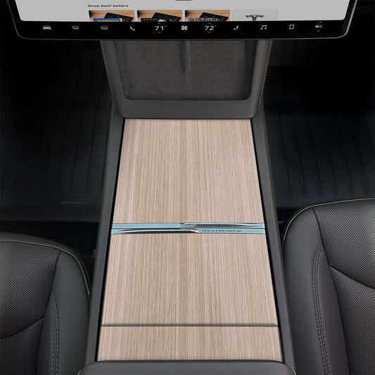 White Birch Woodgrain | Tesla Center Console Wrap Kit | Model Y 2026