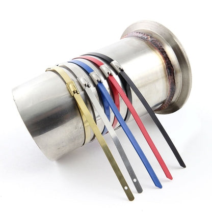 Zip Tie Kit for Heat Wrap - Stainless Steel - 12" 5mm - 5pc Blue