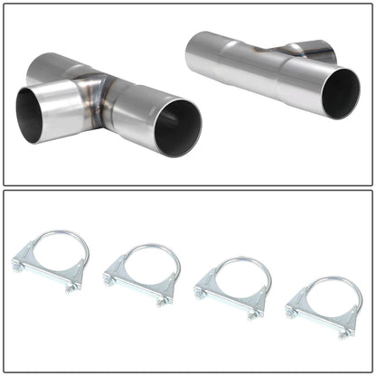 Universal Dual Exhaust Kit 16pc 3-3.15" OD Mild Steel Pipes