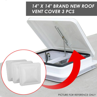 RV Roof Vent 14x14 Overall Dimension Replacement Lid White/Silver