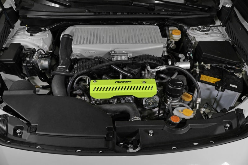 Perrin [22-25 WRX] Pulley Cover | Short Version - Works w/AOS System - Neon Yellow | PSP-ENG-154NY