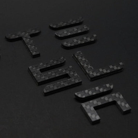 TESLA Carbon Fiber Emblem Trunk Letter Logo for Model 3, Y, S, & X Trunk Gloss & Matte Carbon Letter Accessories