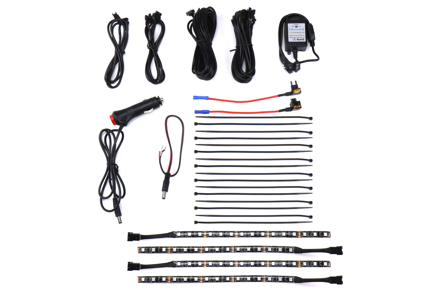 GCS RGB Interior Footwell Lighting Kit (Front & Rear W/ Bluetooth) - Universal