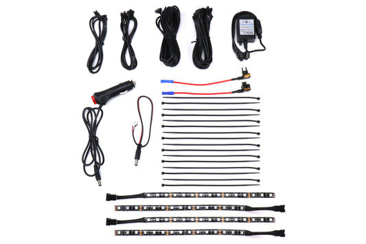 GCS RGB Interior Footwell Lighting Kit (Front & Rear W/ Bluetooth) - Universal