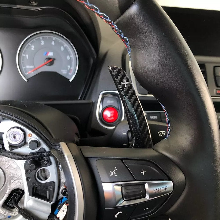 BMW F-Series Carbon Fiber Paddle Shifters for BMW 3 series, 4 Series, M2 M3, M4, M5 (Wet) Gloss
