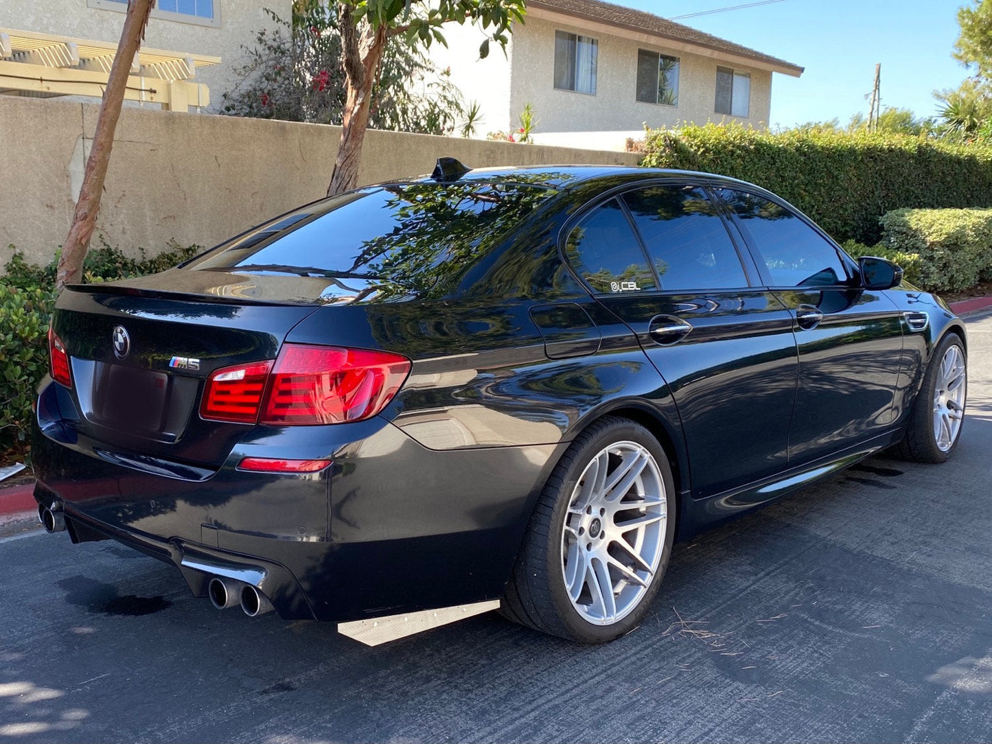 BMW Carbon Fiber Rear Bumper Splitter Extensions Gloss Wet (Rivets)