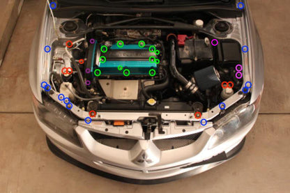 JDC Titanium Engine Bay Dress-Up Hardware Kit (Evo 8/9)