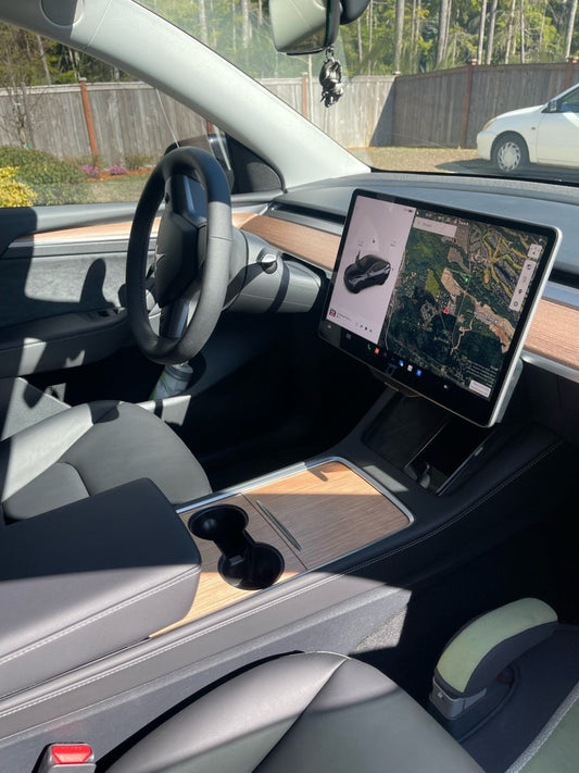 White Ash Stock Tesla Woodgrain | Tesla Center Console Wrap Kit | Model Y '21-25
