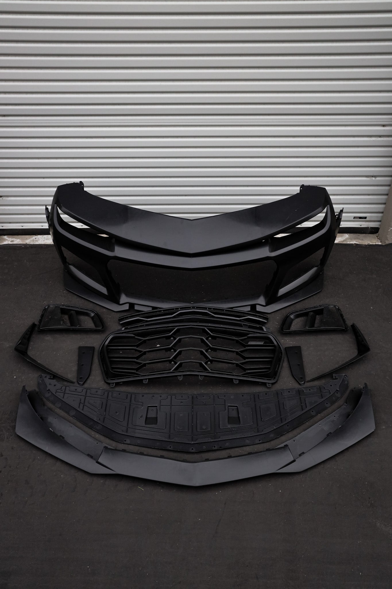 2010-2015 Chevy Camaro ZL1 1LE Track Package Front Bumper Conversion 11pcs Full Kit Flat BLK Body Kit