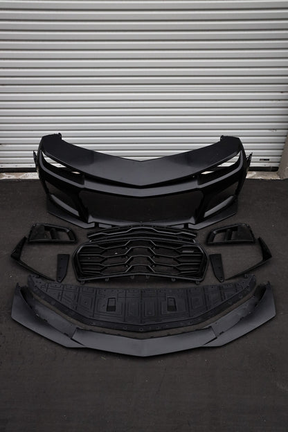 2010-2015 Chevy Camaro ZL1 1LE Track Package Front Bumper Conversion 11pcs Full Kit Flat BLK Body Kit
