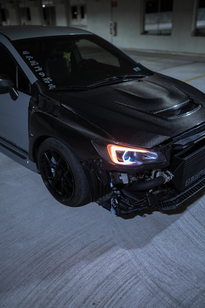 JDMuscle [15-21 WRX/STI w/ FMIC] Tanso Carbon Fiber Hood V3 Scoopless