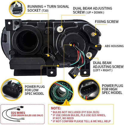 2008-2014 Dodge Challenger RGB Color Change OEM Replica Headlights Projector LED Lights