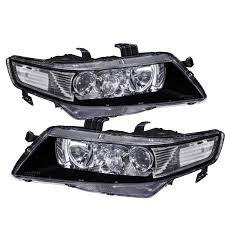 2004 - 2008 Acura TSX black housing CLEAR reflector headlights