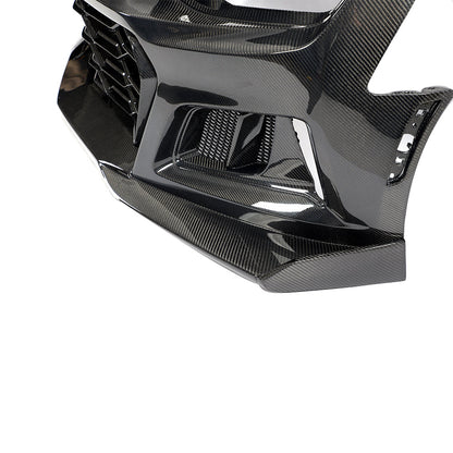 2019-2025 Chevy Camaro SS RS LT Black Panther ZL1 1LE 1PC Full Gloss Carbon Fiber Track Package Front Bumper Conversion for RS Headlights