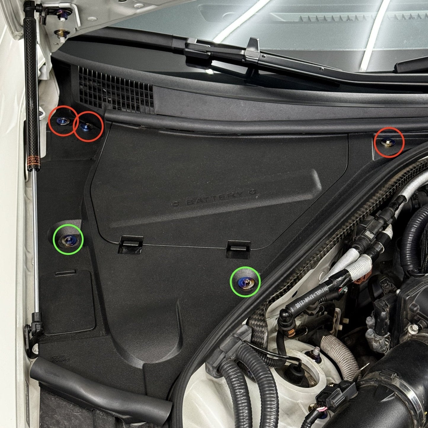 JDC Titanium Battery & Brake Reservoir Panel Plastic Rivet Replacement Kit (R35 GT-R)