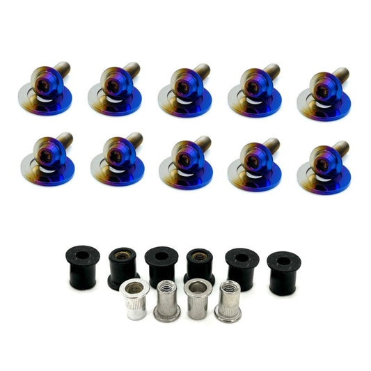 JDC Titanium Battery & Brake Reservoir Panel Plastic Rivet Replacement Kit (R35 GT-R)
