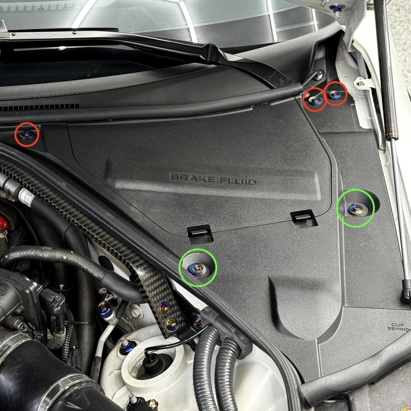 JDC Titanium Battery & Brake Reservoir Panel Plastic Rivet Replacement Kit (R35 GT-R)