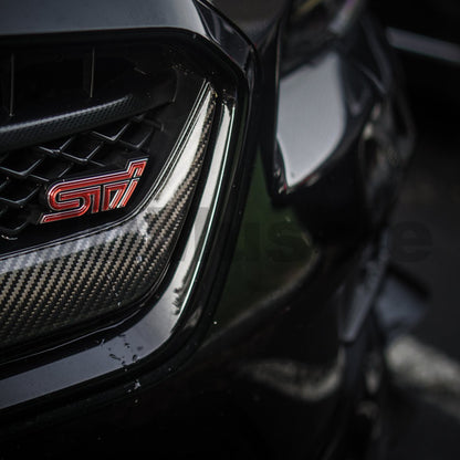 JDMuscle 15-17 WRX/STI Tanso Dry Carbon Fiber Grille Cover w/ Gloss Finish