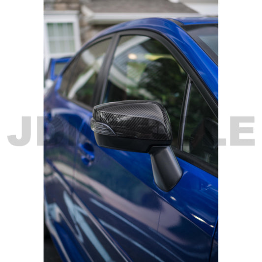 JDMuscle [15-21 WRX/STI] Tanso Dry Carbon Fiber Side Mirror w/Turn Signal Cut-Out | Gloss/Matte | Covers/Full Replacements