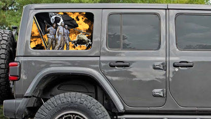 Pow Mia Rear quarter window see through graphic.