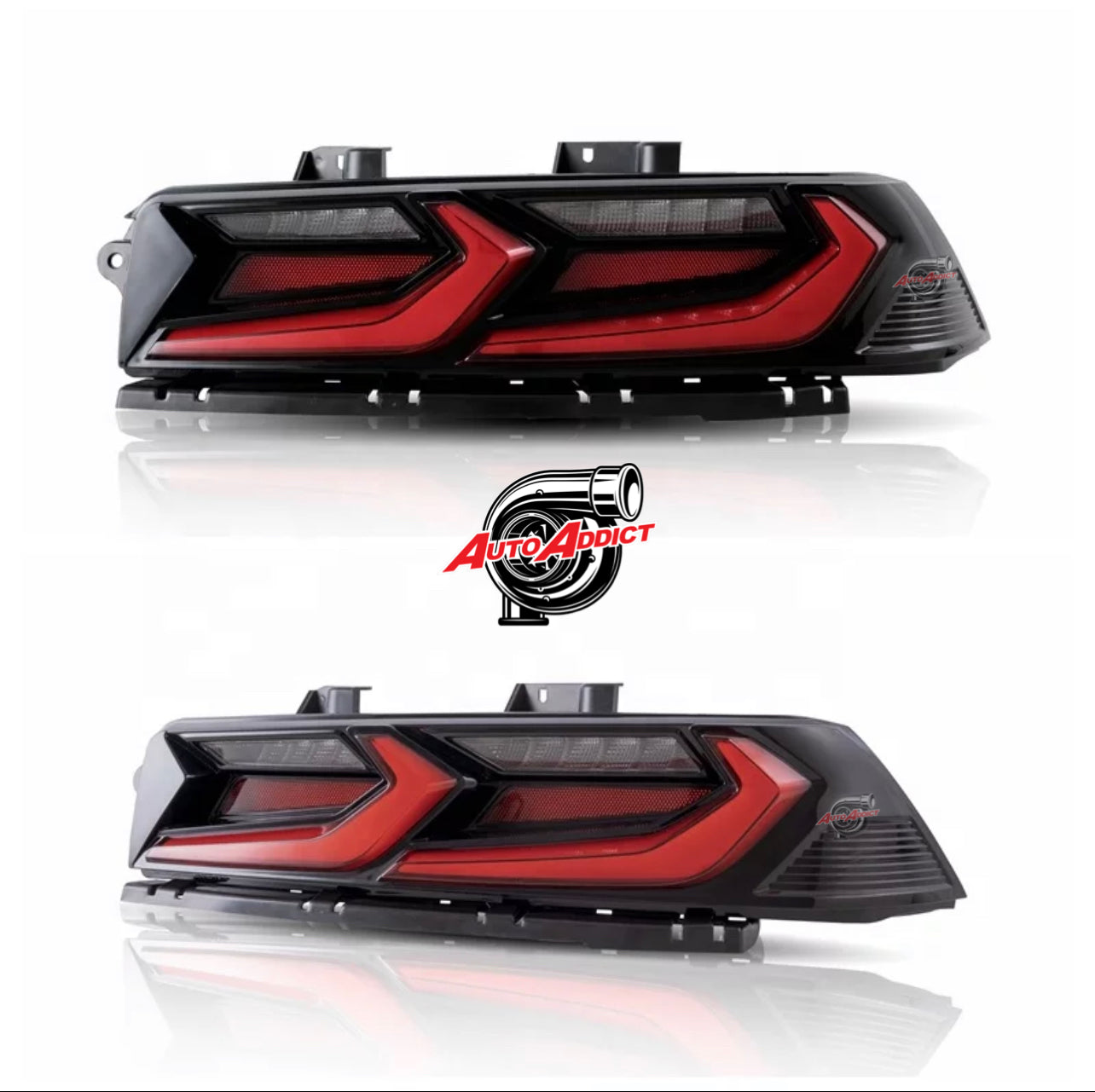 2010-2011 CHEVY CAMARO VELOX LED TAILLIGHTS GLOSS BLACK/RED LENS + CUSTOM HARNESS