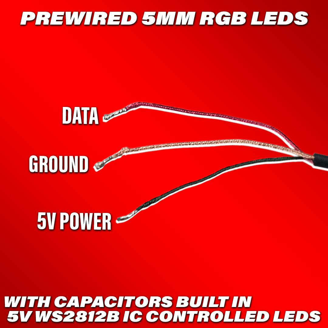 Pre-wired 5mm RGB Flow Series LEDs  - Headliner LEDs