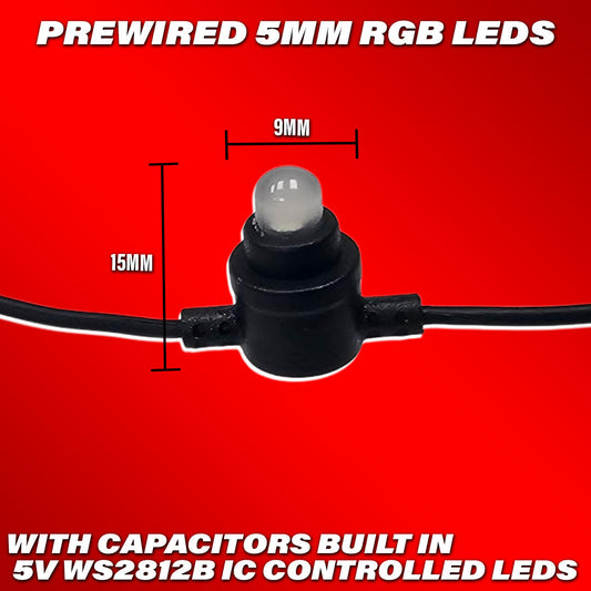 Pre-wired 5mm RGB Flow Series LEDs  - Headliner LEDs