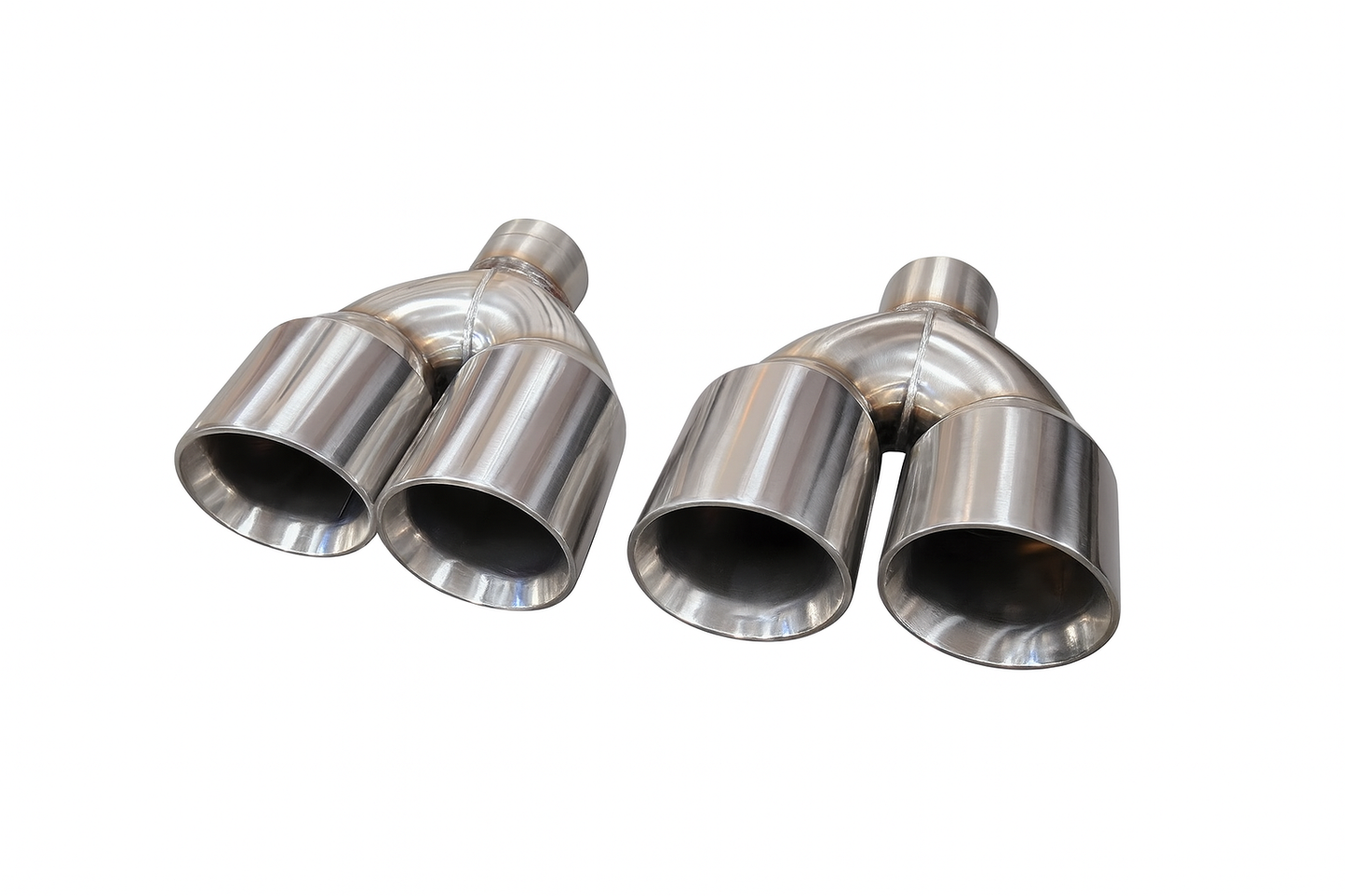 Tsudo Universal Quad 3.5 Inch Staggered Stainless Steel Muffler Exhaust Tips Polished