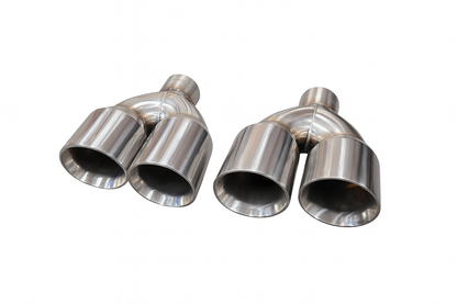 Tsudo Universal Quad 3.5 Inch Staggered Stainless Steel Muffler Exhaust Tips Polished