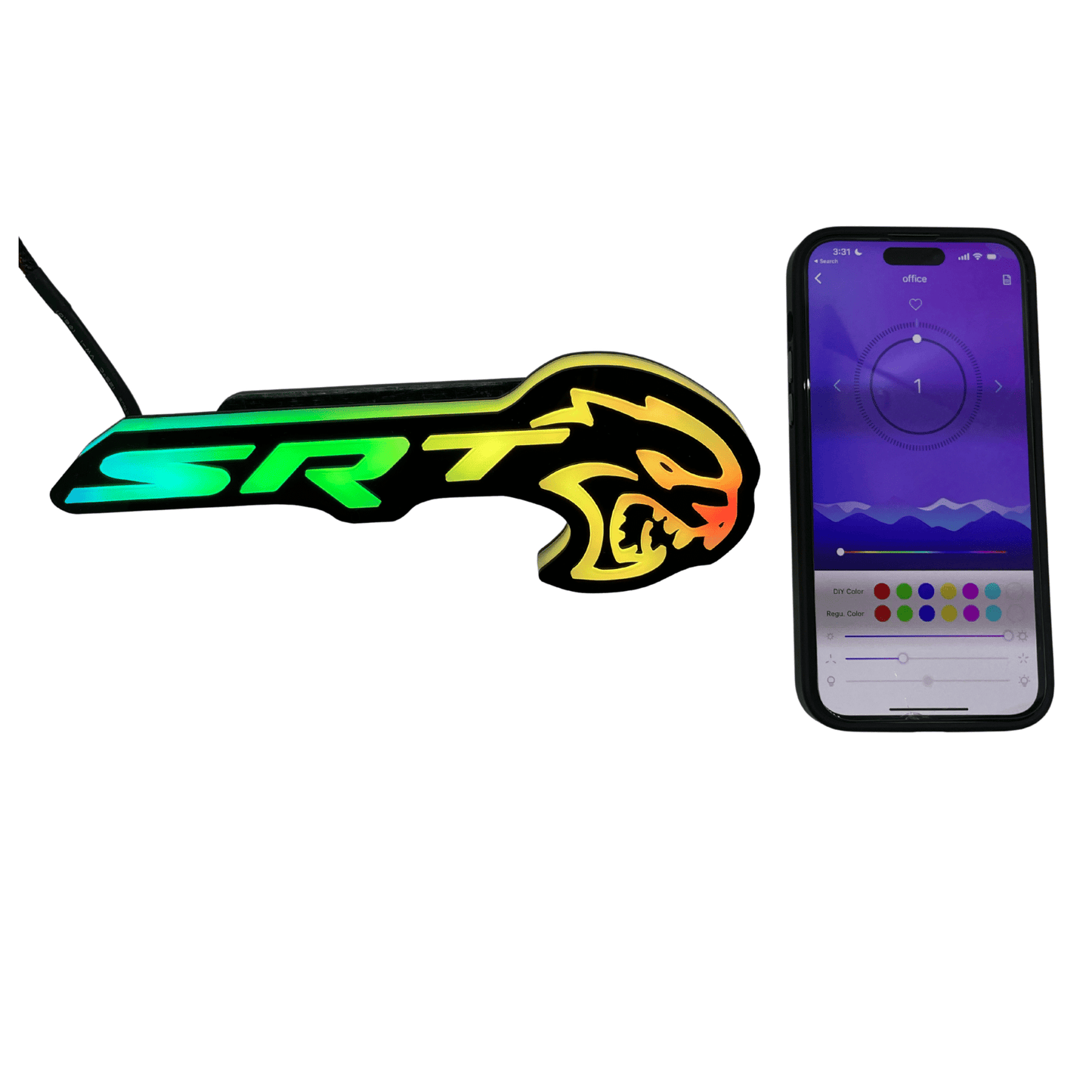 SRT Hellcat LED Emblem Badge: (Multicolor)