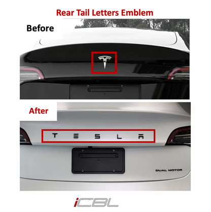 TESLA Carbon Fiber Emblem Trunk Letter Logo for Model 3, Y, S, & X Trunk Gloss & Matte Carbon Letter Accessories