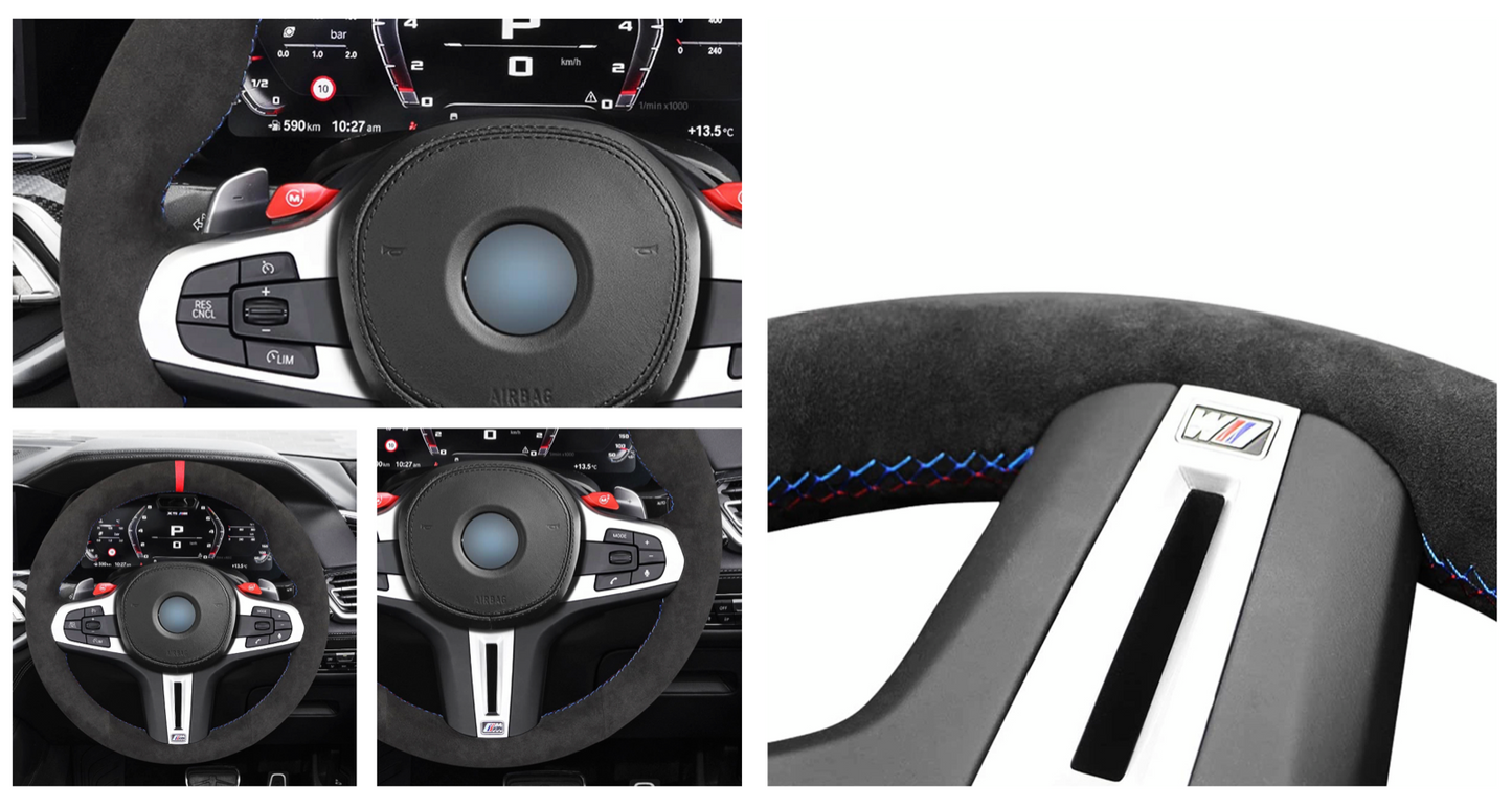 BMW G-Series Alcantara Suede Steering Wheel Cover DIY (Red Stripe) G80 G20 G30 M3 M4 M340i
