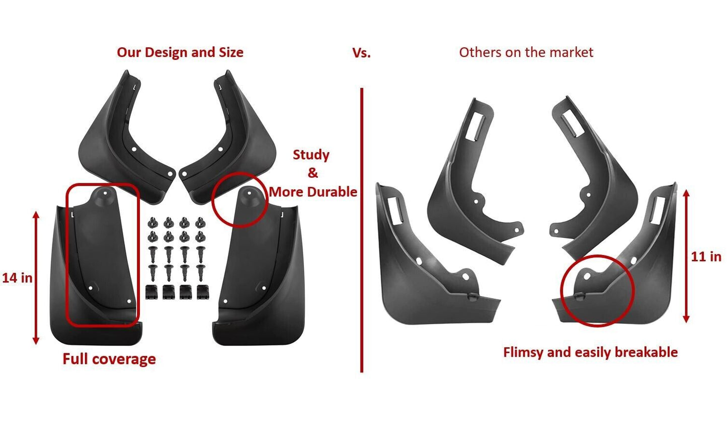 Model S / Plaid Tesla Mud Flaps Splash Guards Winter Vehicle Protection No Holes 4 Pcs 2022+