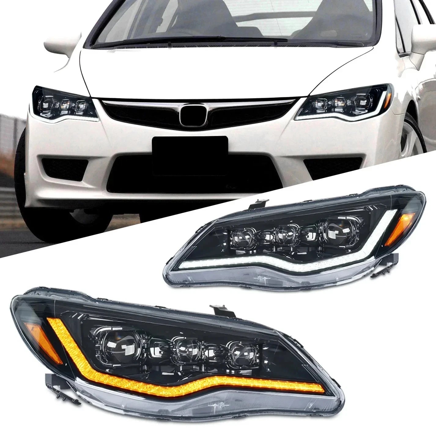 NTXGlow LED Headlights 2006-2012 Honda Civic FD1, FD2 Type-R (LHD)