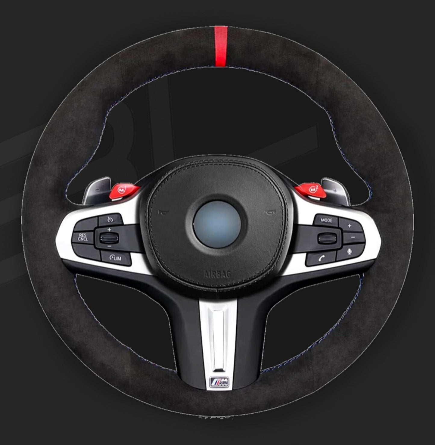 BMW G-Series Alcantara Suede Steering Wheel Cover DIY (Red Stripe) G80 G20 G30 M3 M4 M340i