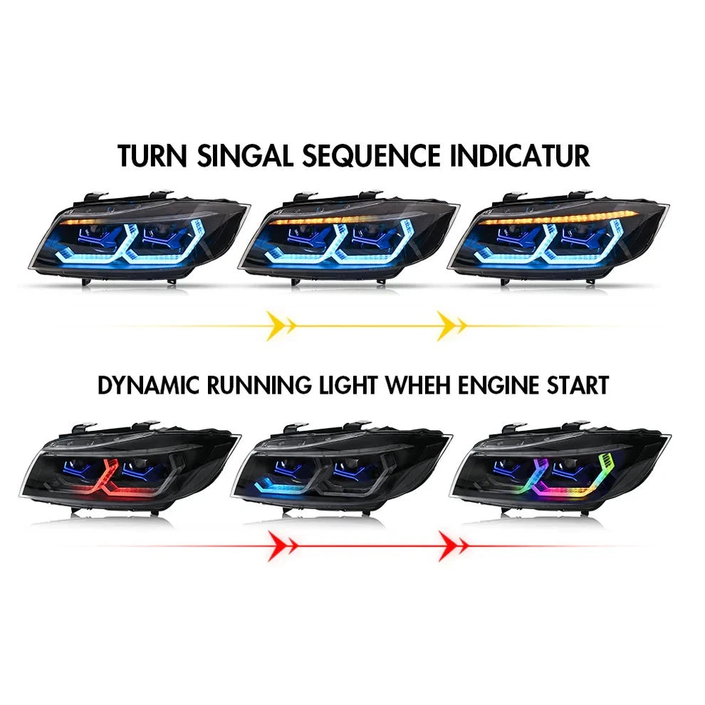NTXGlow RGB Halogen Headlights (2009-12 BMW 3-Series E90 E91 320i 323i 325 330 335)