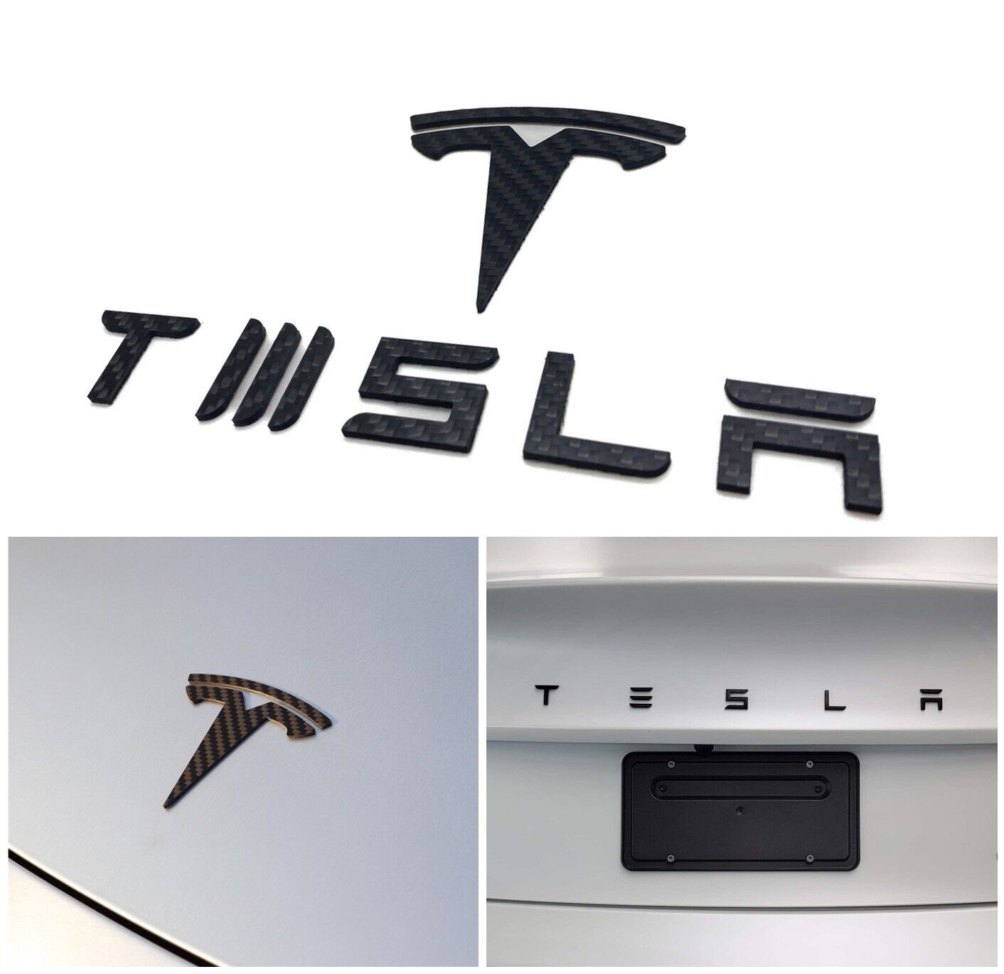TESLA Matte Carbon Fiber Emblem Logo for Model 3 & Y Hood +Trunk Letter Accessories