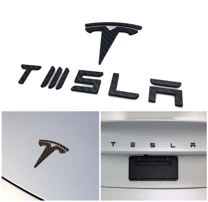 TESLA Matte Carbon Fiber Emblem Logo for Model 3 & Y Hood +Trunk Letter Accessories