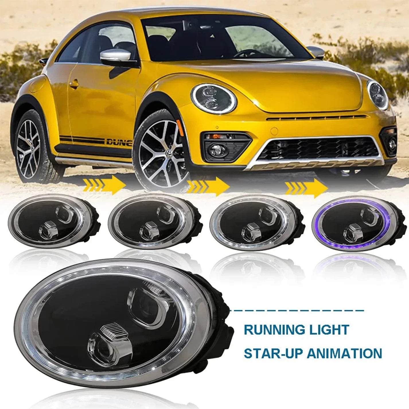 NTXGlow Start-Up Animation LED Headlights (2012-2019 Volkswagen Beetle)