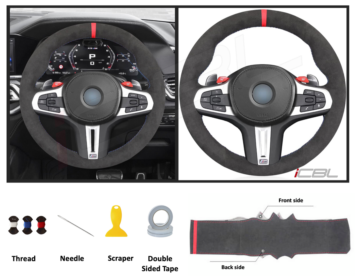 BMW G-Series Alcantara Suede Steering Wheel Cover DIY (Plain Alcantara) G80 G20 G30 M3 M4 M340i