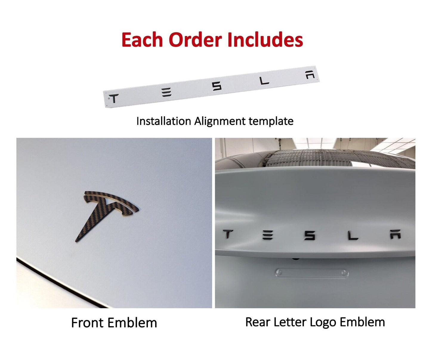 TESLA Gloss Carbon Fiber Emblem Logo for Model 3 & Y Hood +Trunk Letter Accessories