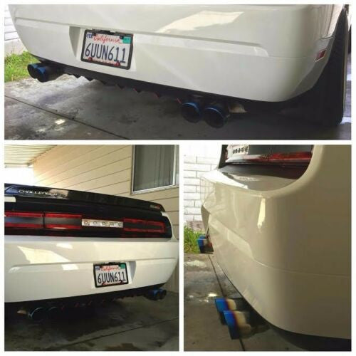 Tsudo Universal Quad 3.5 Inch Staggered Stainless Steel Muffler Exhaust Tips Polished